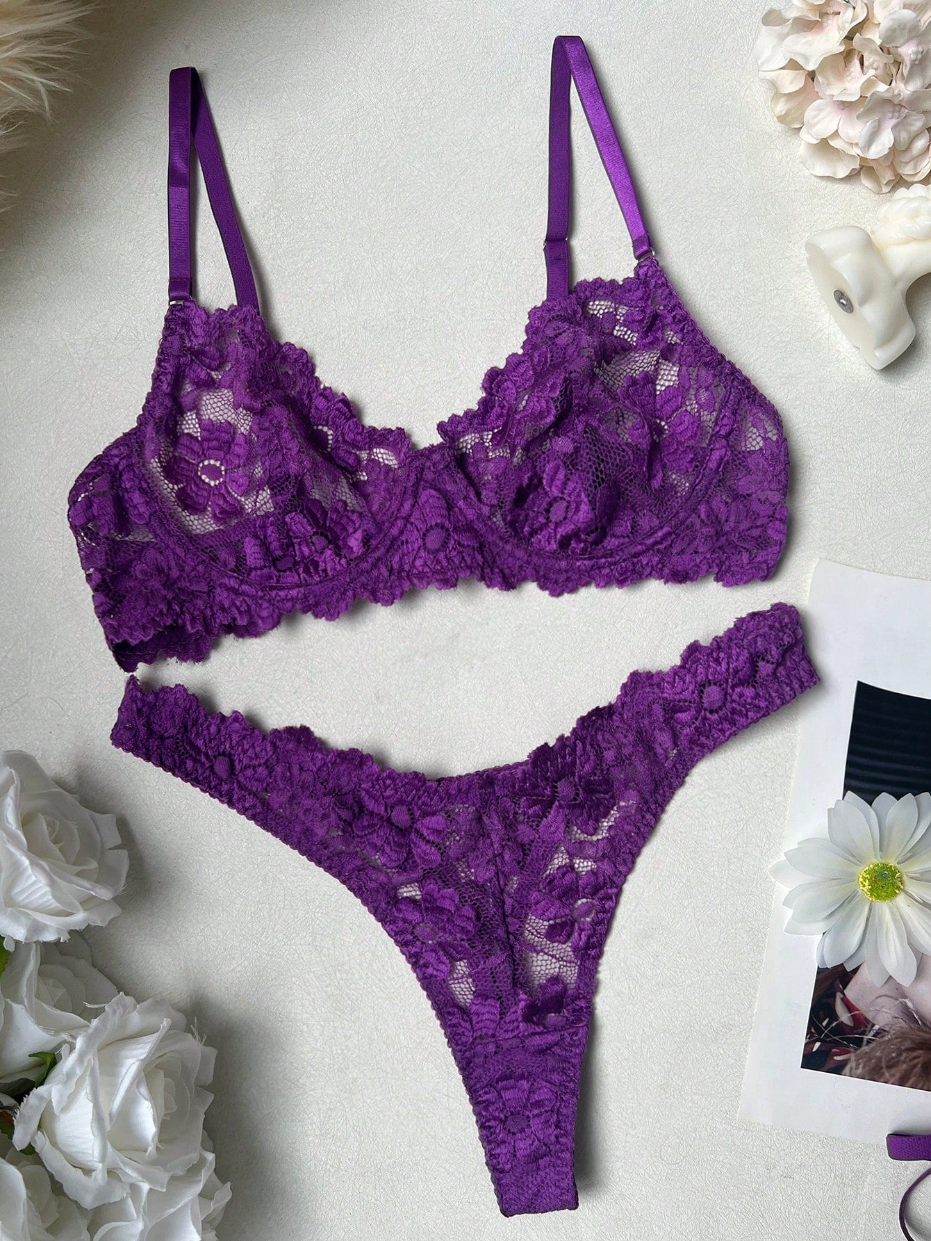 Women Floral Embroidered Fabric Matching Set with Adjustable Strap Detail Coordinated Outfit Set
