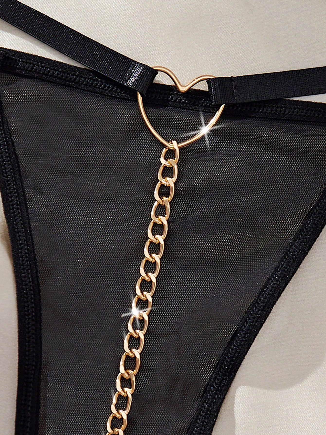 Mesh Panties with Chain and Rhinestone Detail