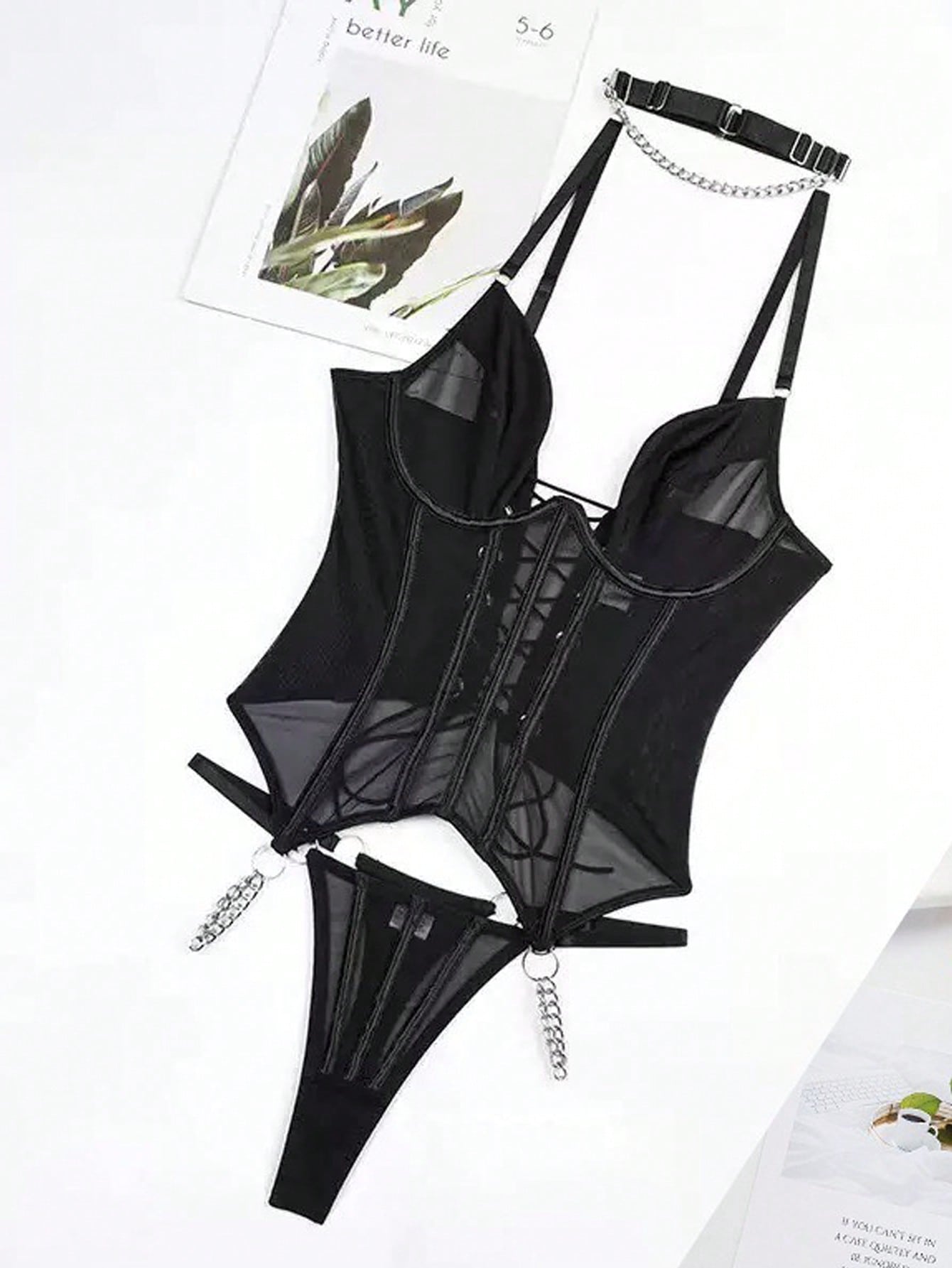 Lace Up Corset Style Top with Matching Bottom Set Coordinated Outfit Set