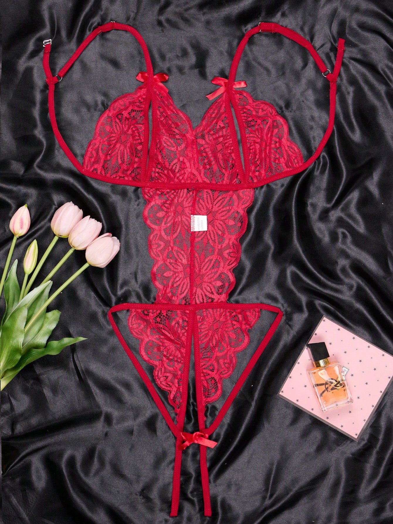 Mesh Fabric One-Piece Bodysuit Style Outfit Coordinated Set