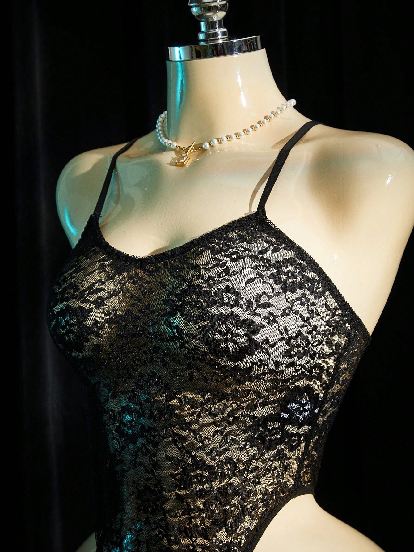 Solid Color Lace Bodysuit for Lingerie