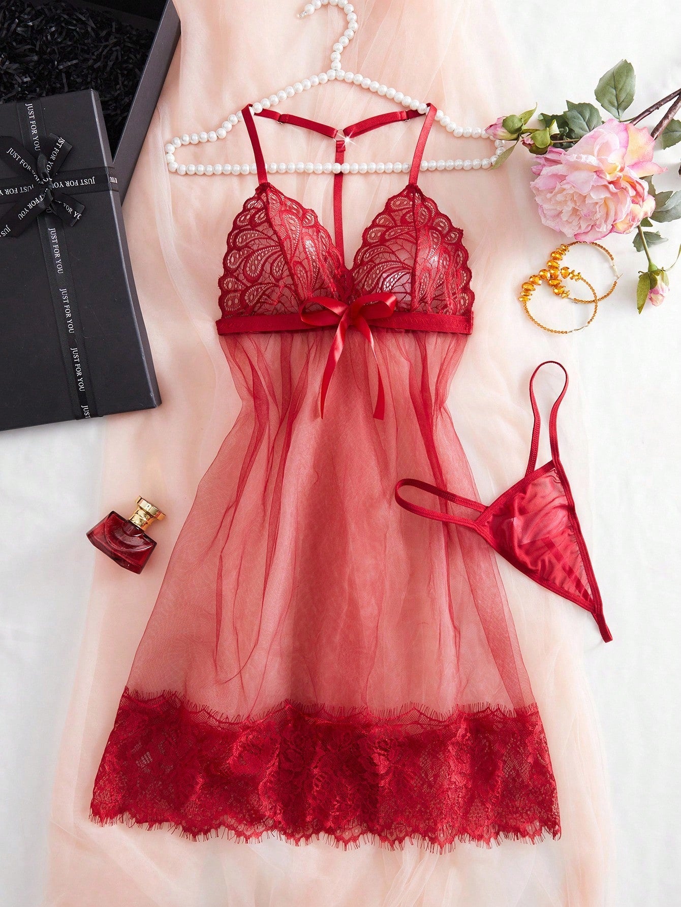 2-Piece Lace Sleepwear Dress Set