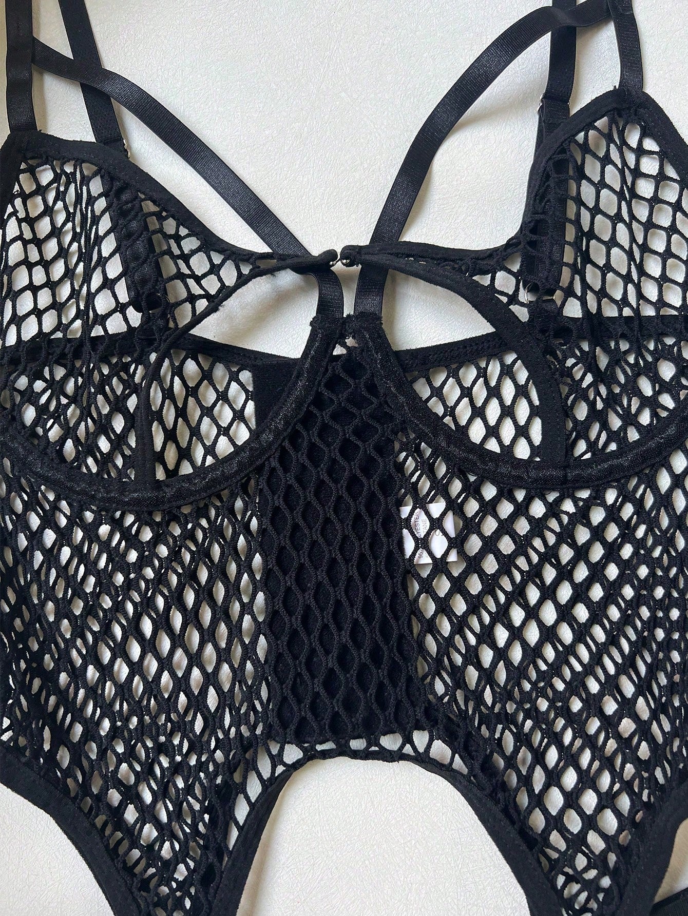 Strappy Mesh Fabric Body Suit Style Set with Cut Detail Design Coordinated Outfit Set