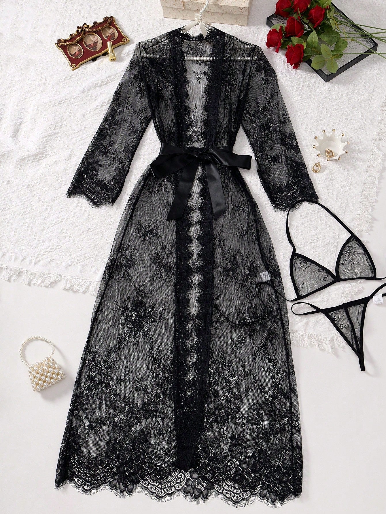 Lace Lingerie Set with Front Tie Design