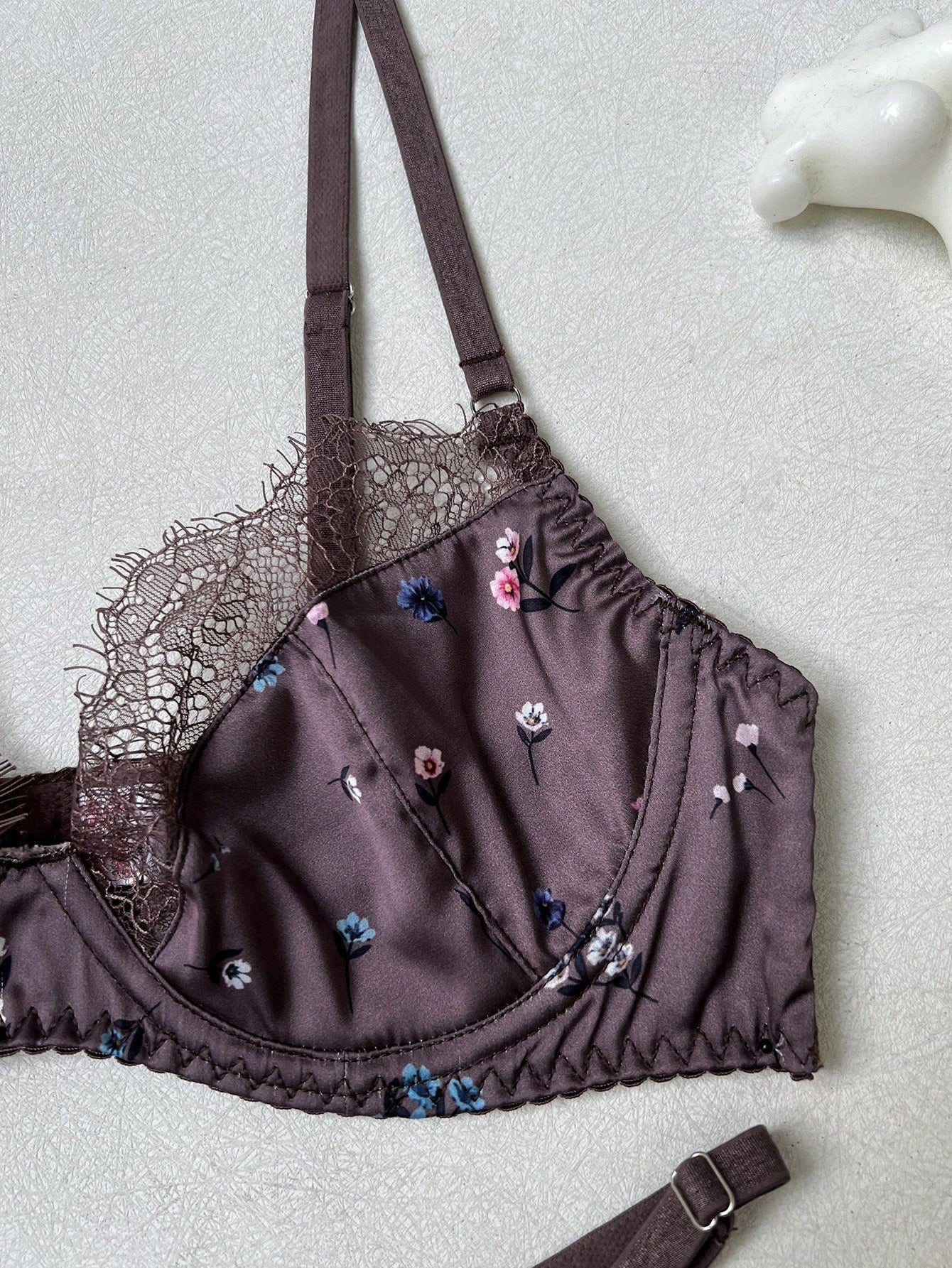 2-Piece Satin Style Printed Mesh Fabric Set with Patchwork Design Lightweight Coordinated Set