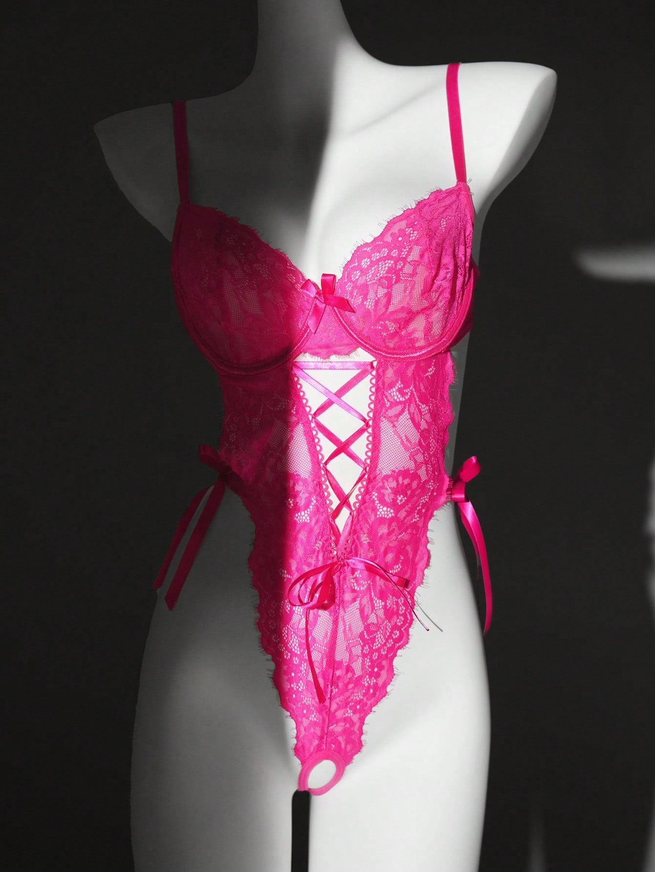 Lace-Up Jumpsuit with Deep V Design