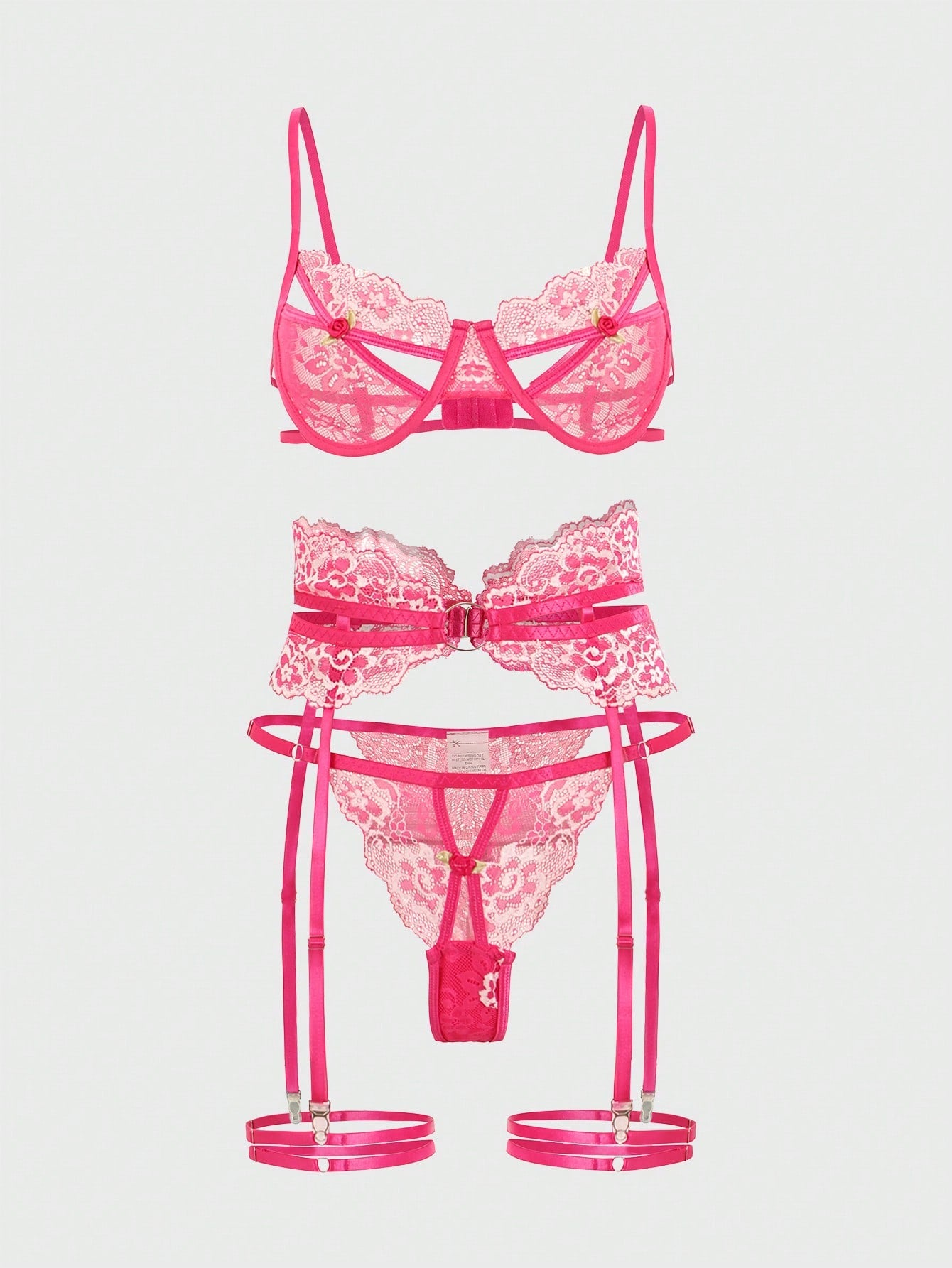 Floral Lace Lingerie Set with Cut-Out Detail