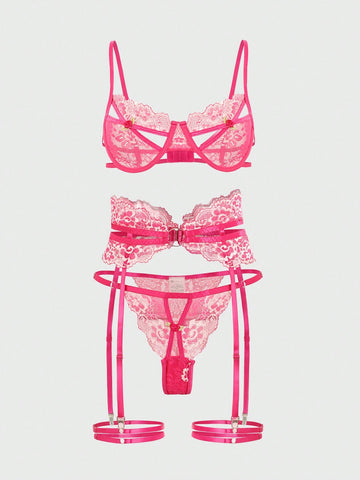 Floral Lace Lingerie Set with Cut-Out Detail