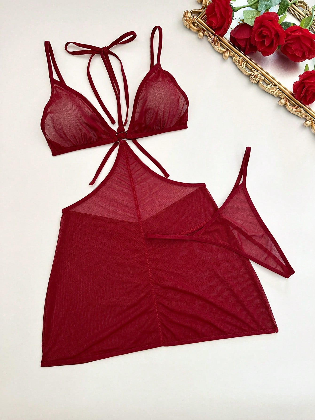 2-Piece Nightgown and Panty Set with Cut-Out Detail