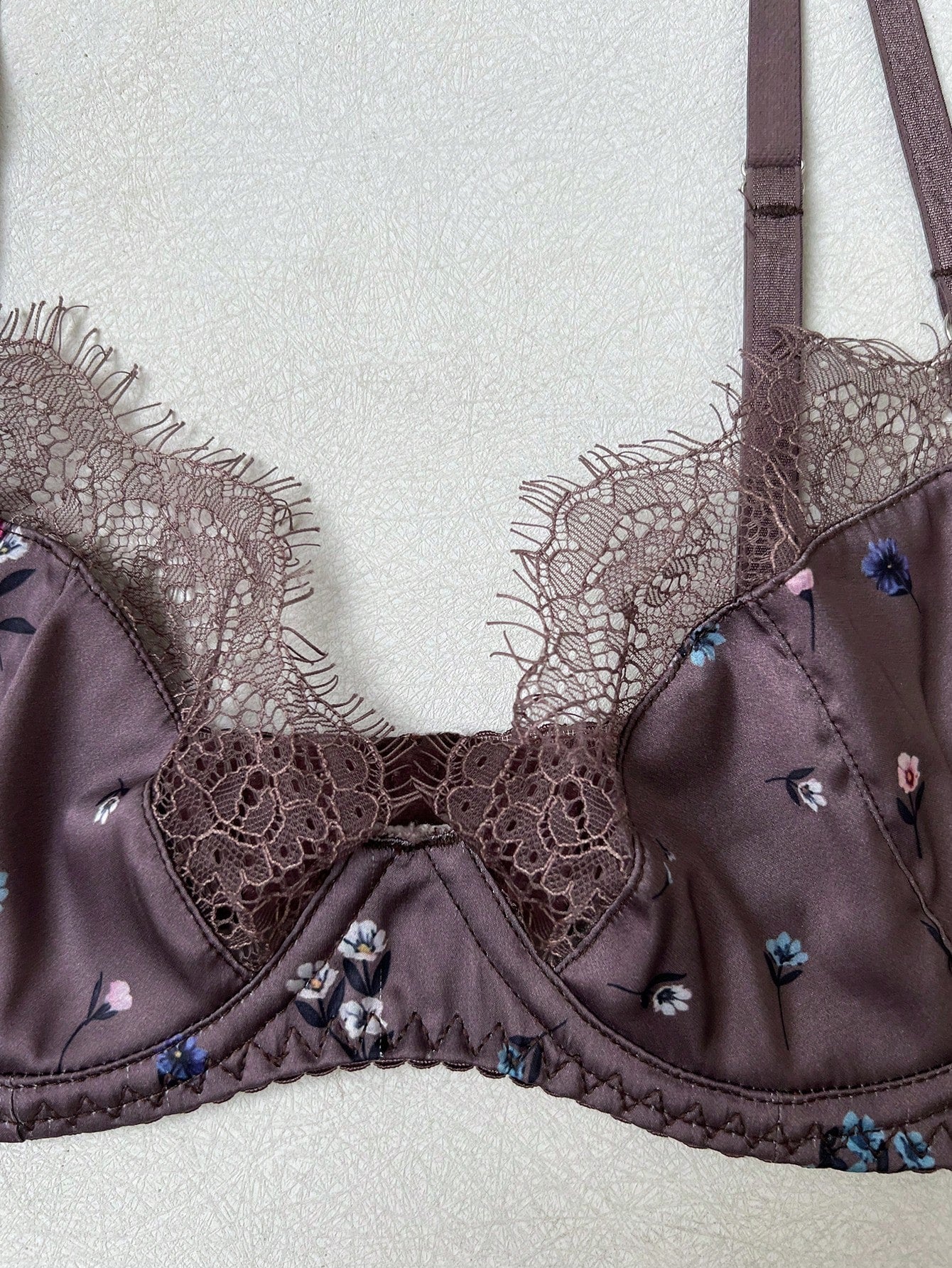 2-Piece Satin Style Printed Mesh Fabric Set with Patchwork Design Lightweight Coordinated Set
