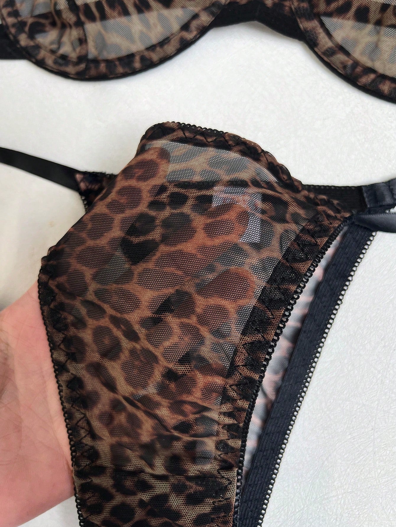 Animal Print Mesh Fabric Set with Lightweight Design Coordinated Outfit Set