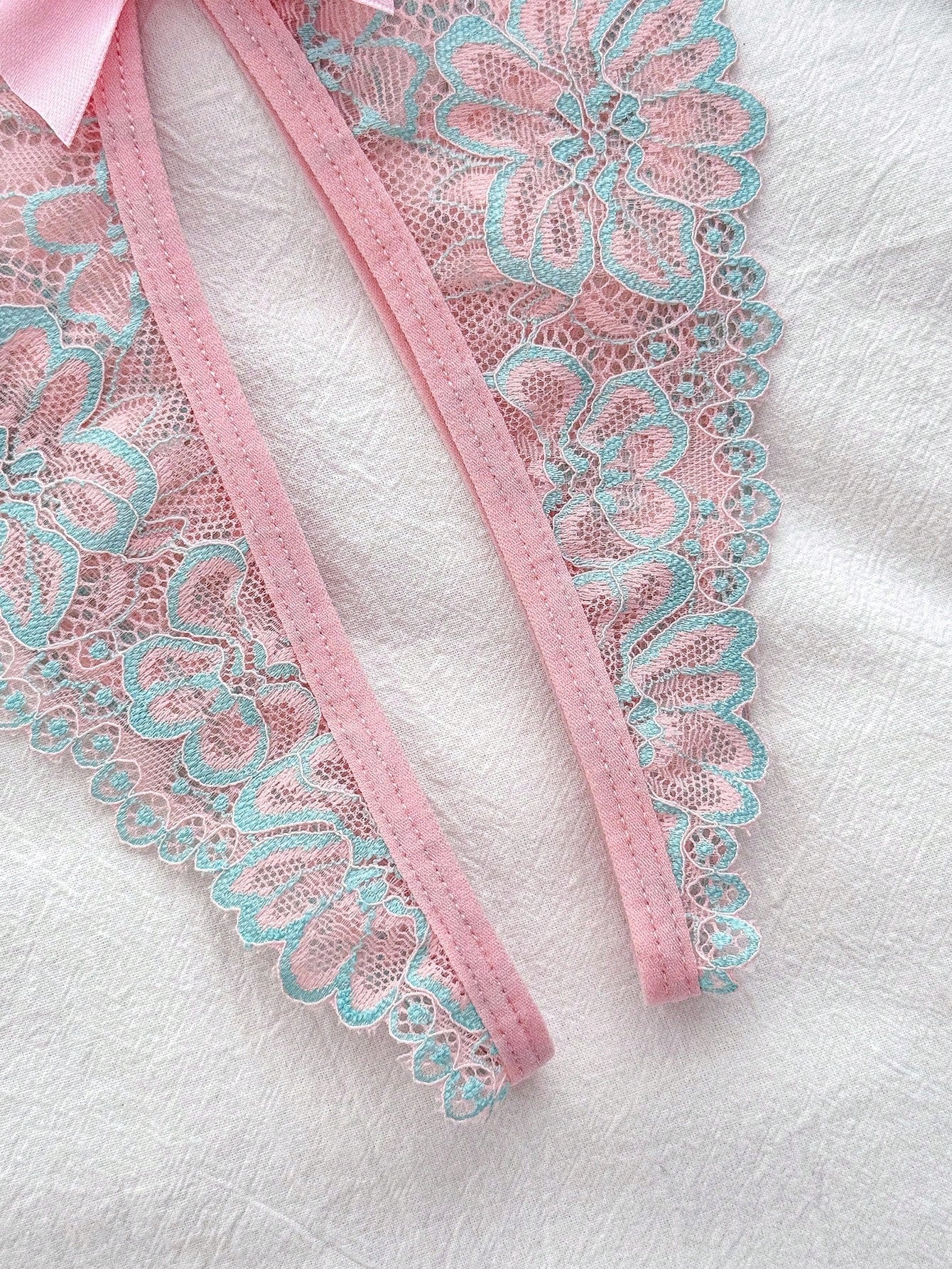 Sheer Pink Knit Lingerie Set