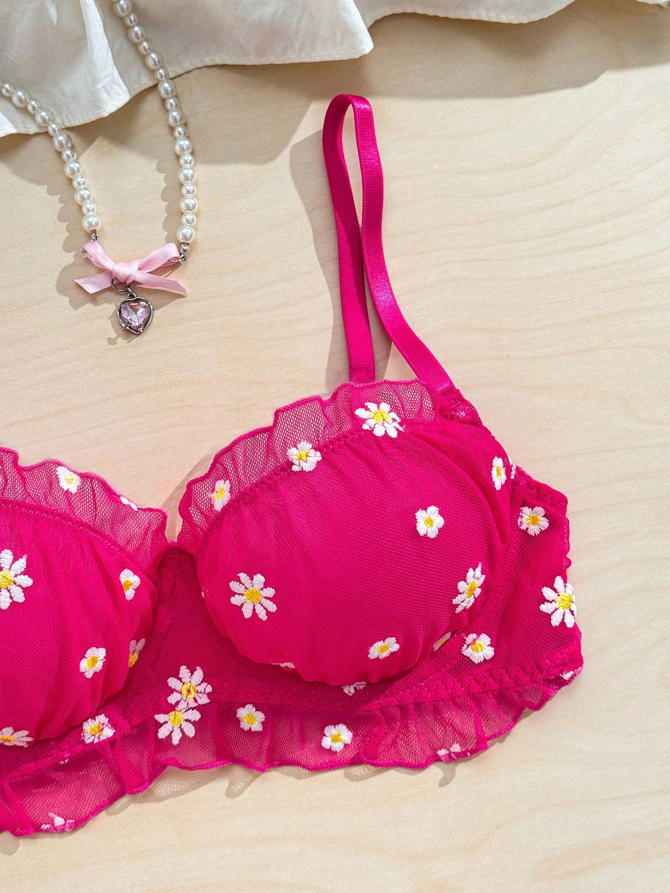 2-Piece Embroidered Mesh Fabric Set with Structured Top and Matching Bottom Dusty Rose Color Coordinated Outfit Set