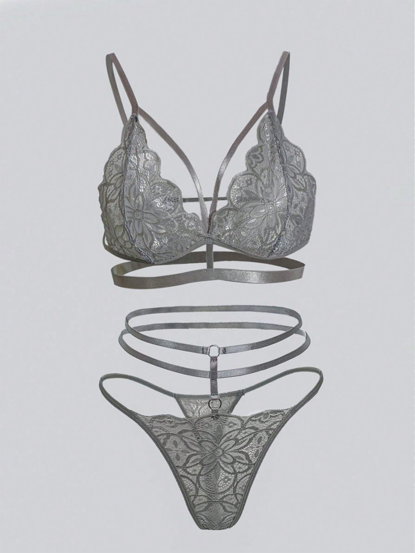 Floral Textured Fabric Structured Strap Detail Set Coordinated Outfit Set