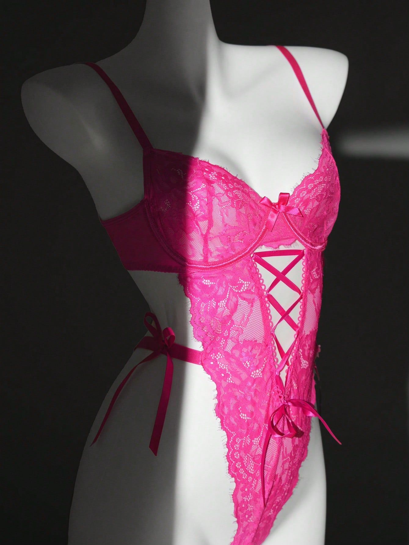 Lace-Up Jumpsuit with Deep V Design