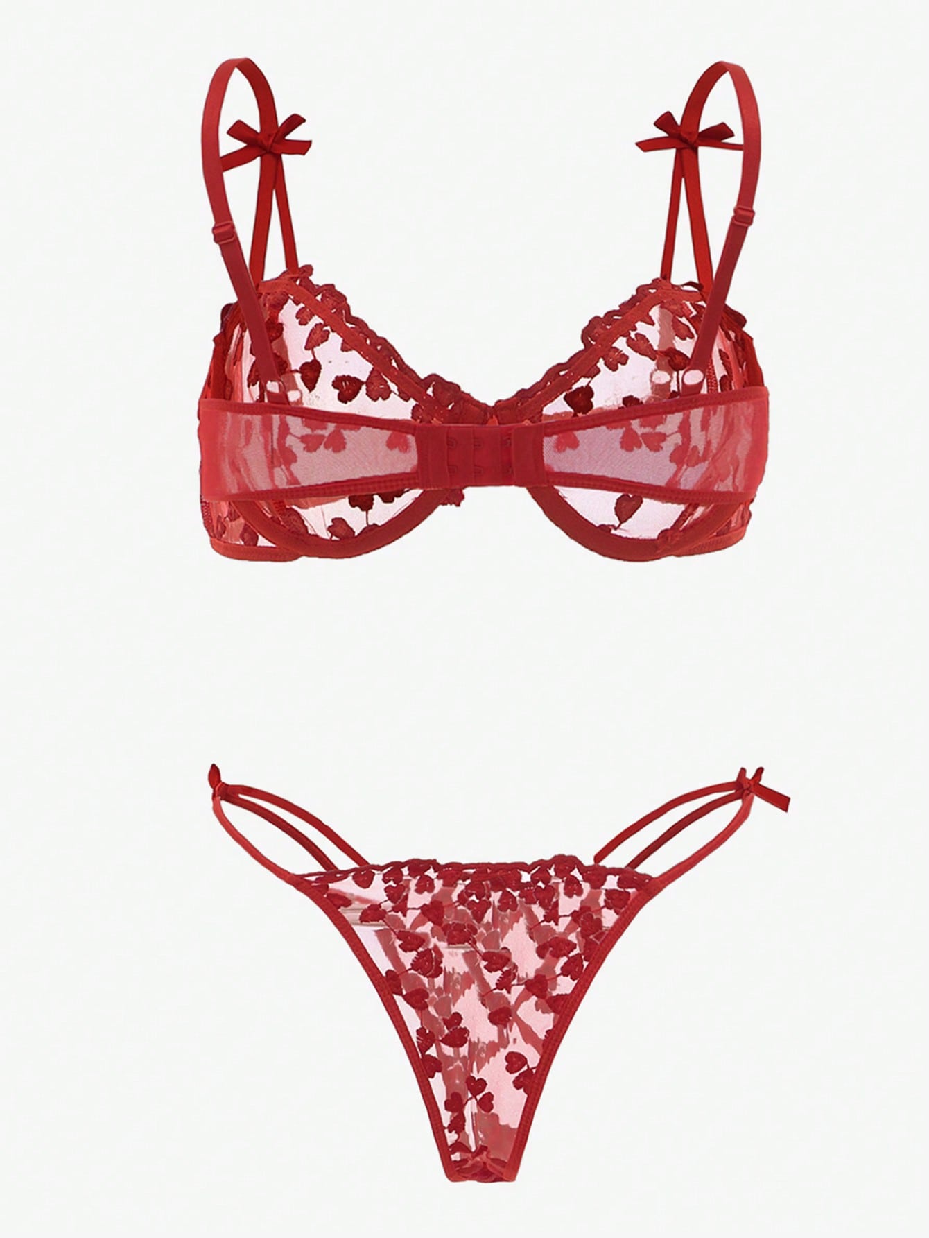 2-Piece Embroidered Mesh Lingerie Set